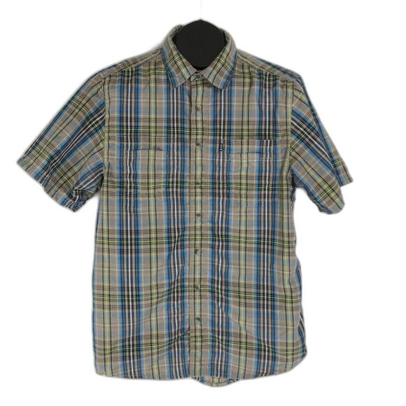 Kavu Button Up Plaid Shirt Men's Large Short Sleeve Outdoor Casual Polyester - Picture 1 of 11